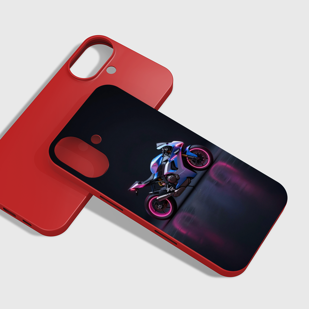 Neon Cyberpunk Sports Motorcycle iPhone 16 Plus Case