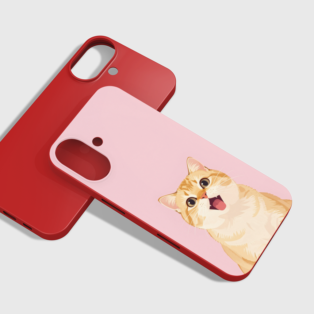 Kawaii Meowing Orange Cat iPhone 16 Plus Case