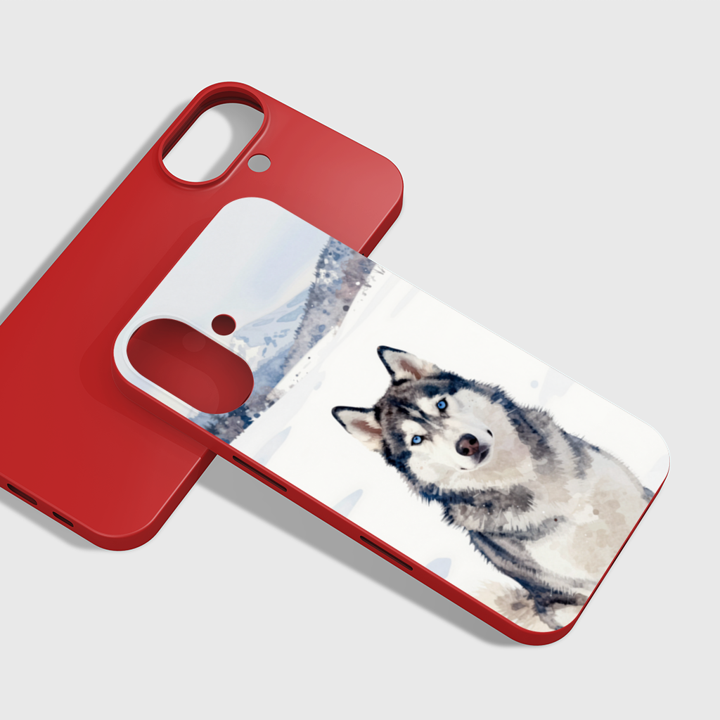 Watercolor Siberian Husky in Snowy Mountains iPhone 16 Plus Case