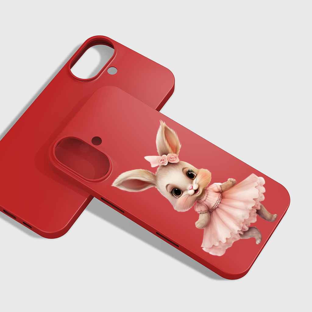 Kawaii Rabbit in Pink Ruffled Dress iPhone 16 Plus Case