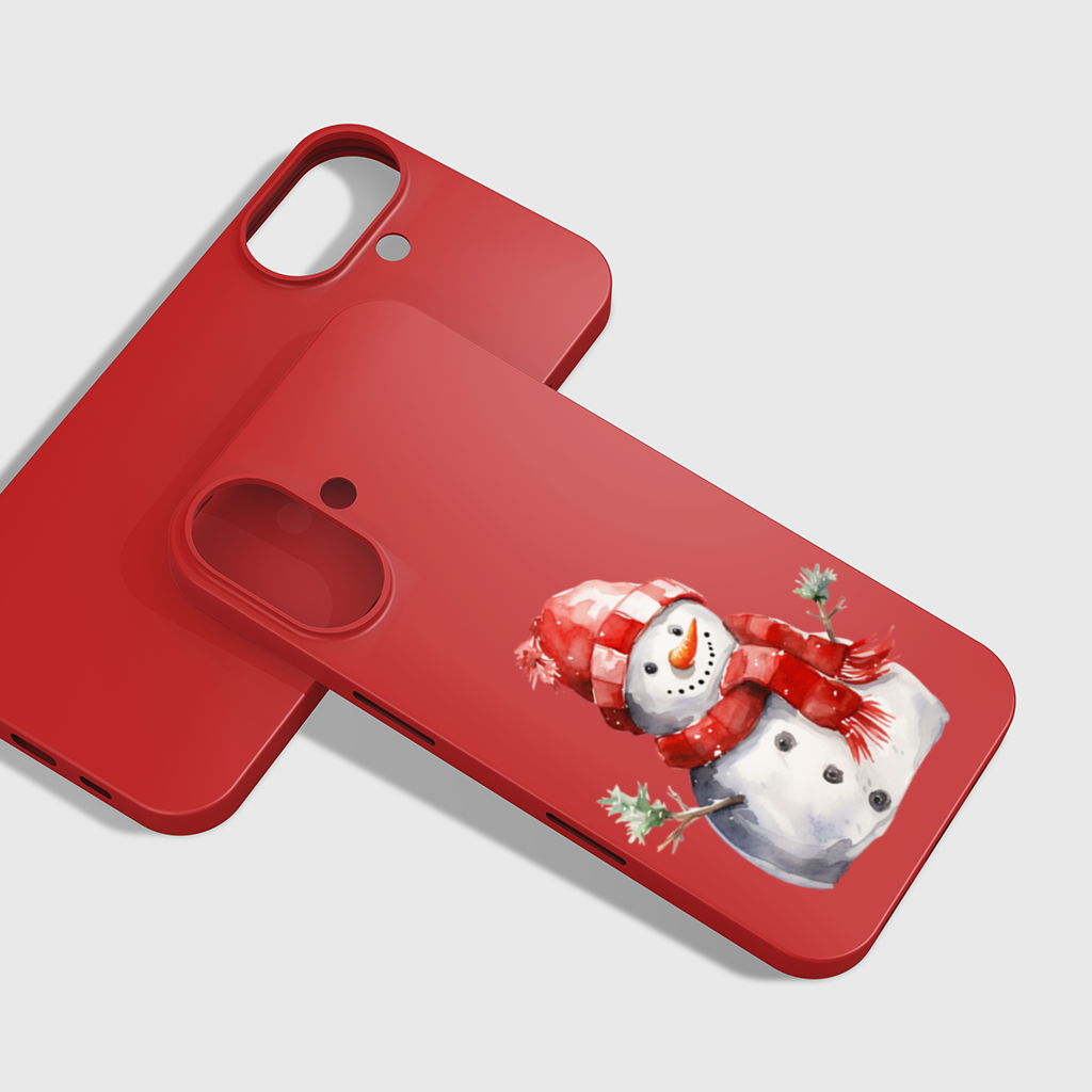 Cozy Red Scarf Snowman iPhone 16 Plus Case