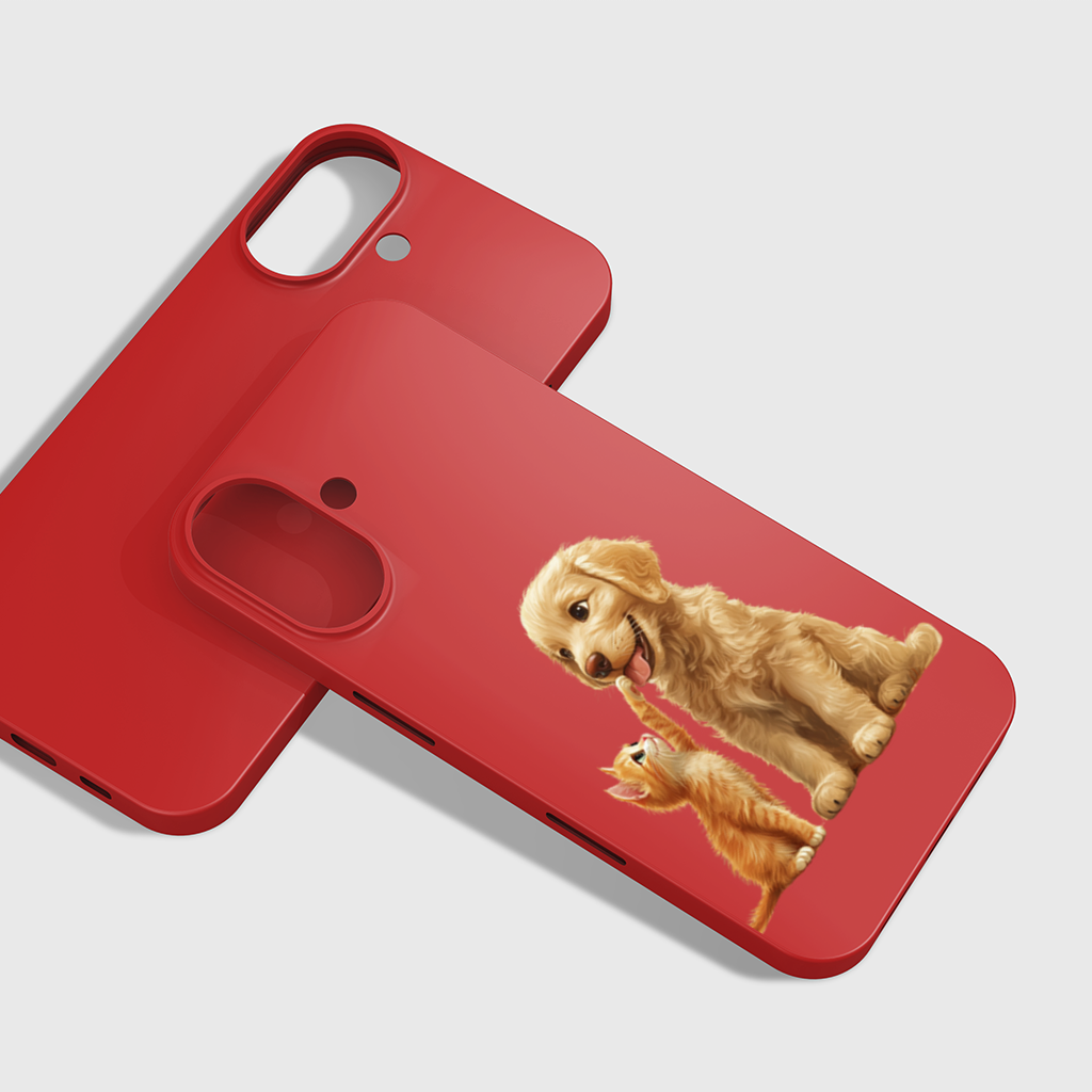 Golden Retriever and Ginger Kitten iPhone 16 Plus Case