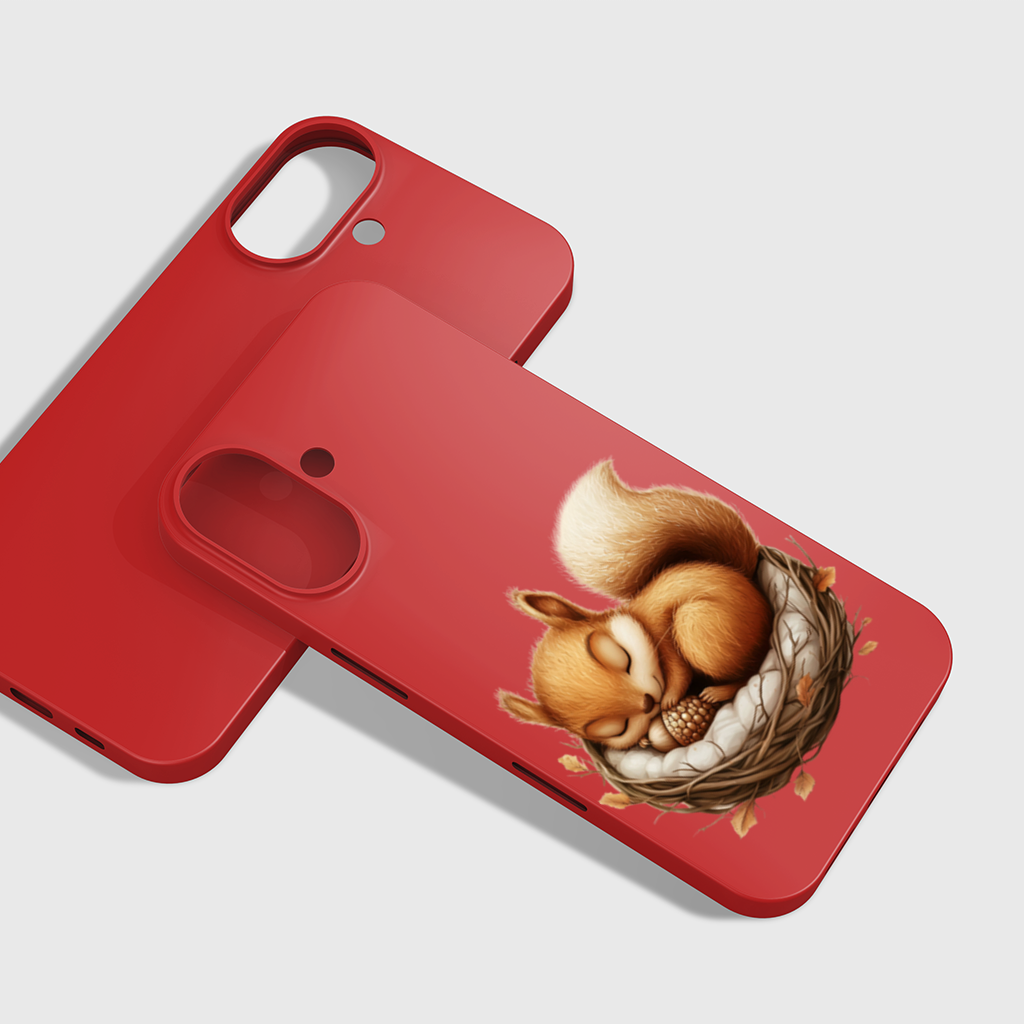 Sleeping Baby Squirrel in Nest iPhone 16 Plus Case