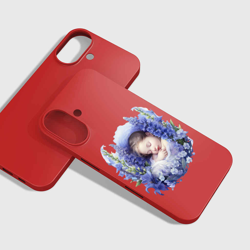 Sleeping Baby Blue Larkspur iPhone 16 Plus Case