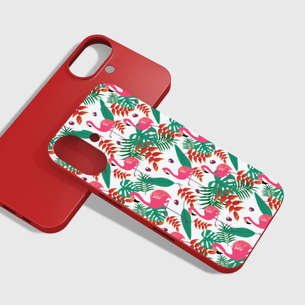 Pink Flamingo Tropical Leaves iPhone 16 Plus Case