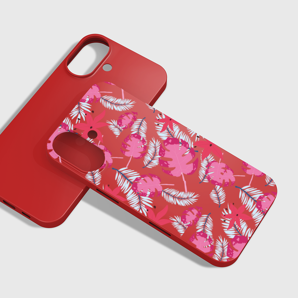 Pink Monstera and Tropical Lily iPhone 16 Plus Case