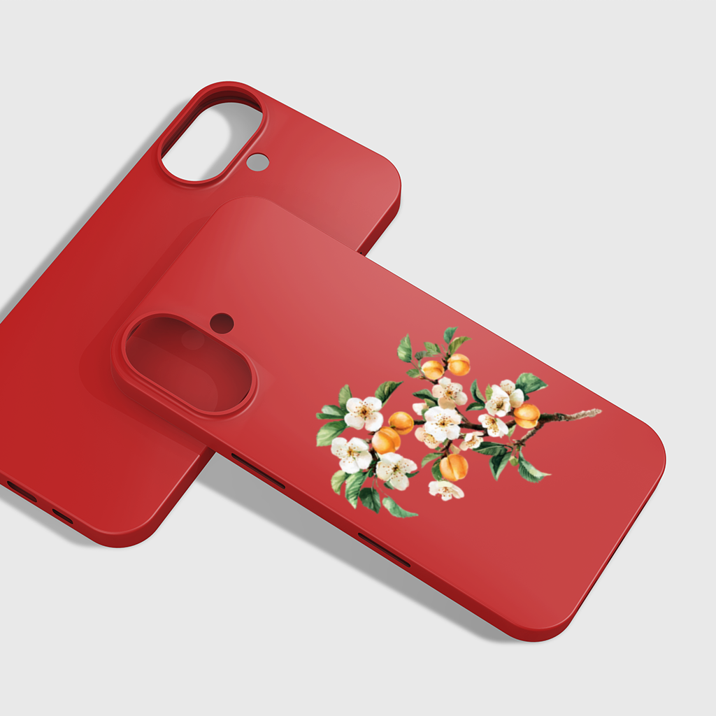 Kayısı Çiçeği ve Meyve Dalı iPhone 16 Plus Kılıfı