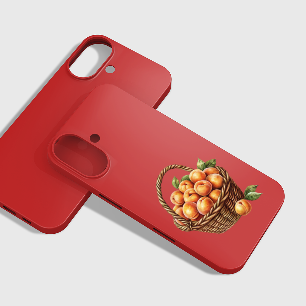 Hasır Sepette Taze Şeftaliler iPhone 16 Plus Kılıfı