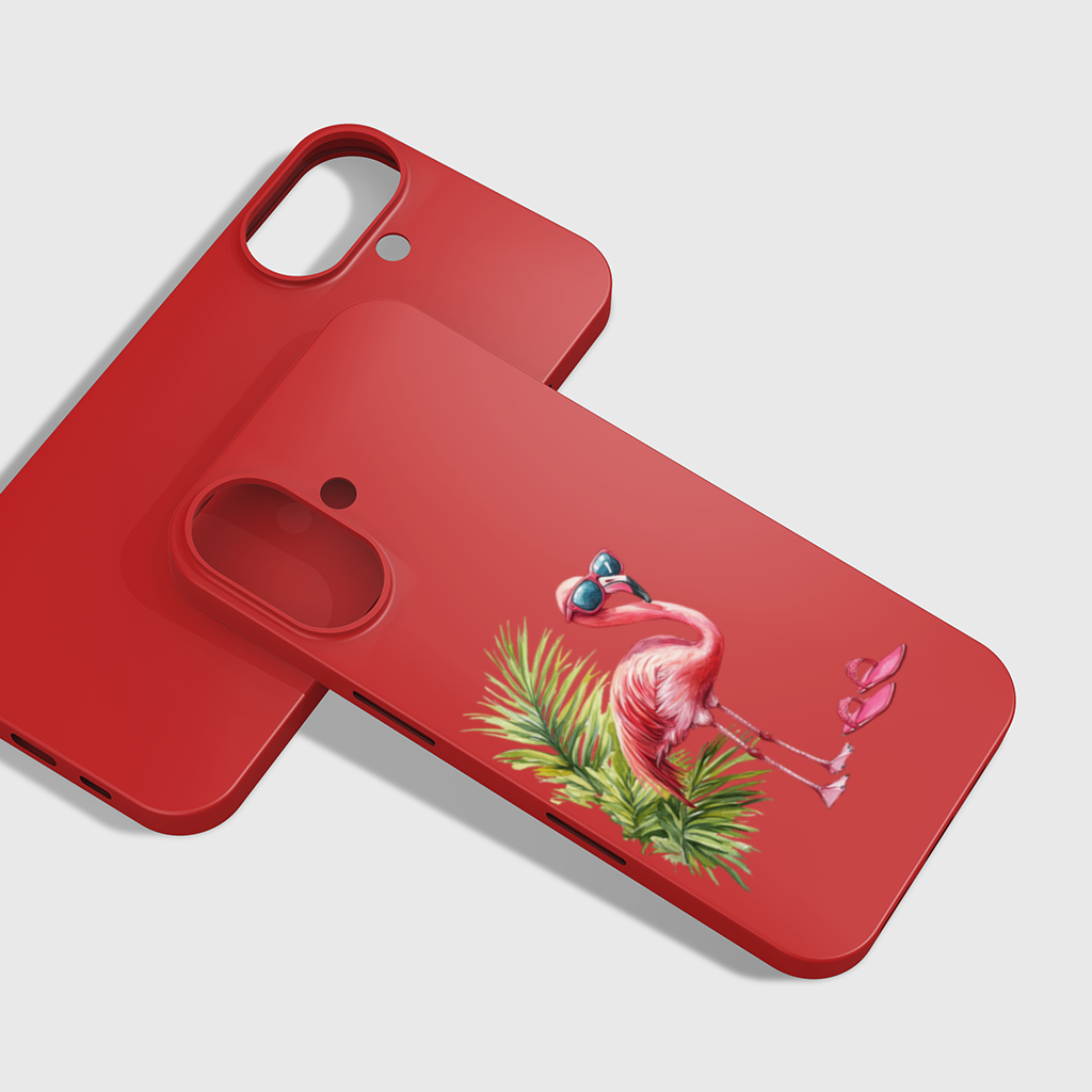 Güneş Gözlüklü Pembe Flamingo iPhone 16 Plus Kılıfı