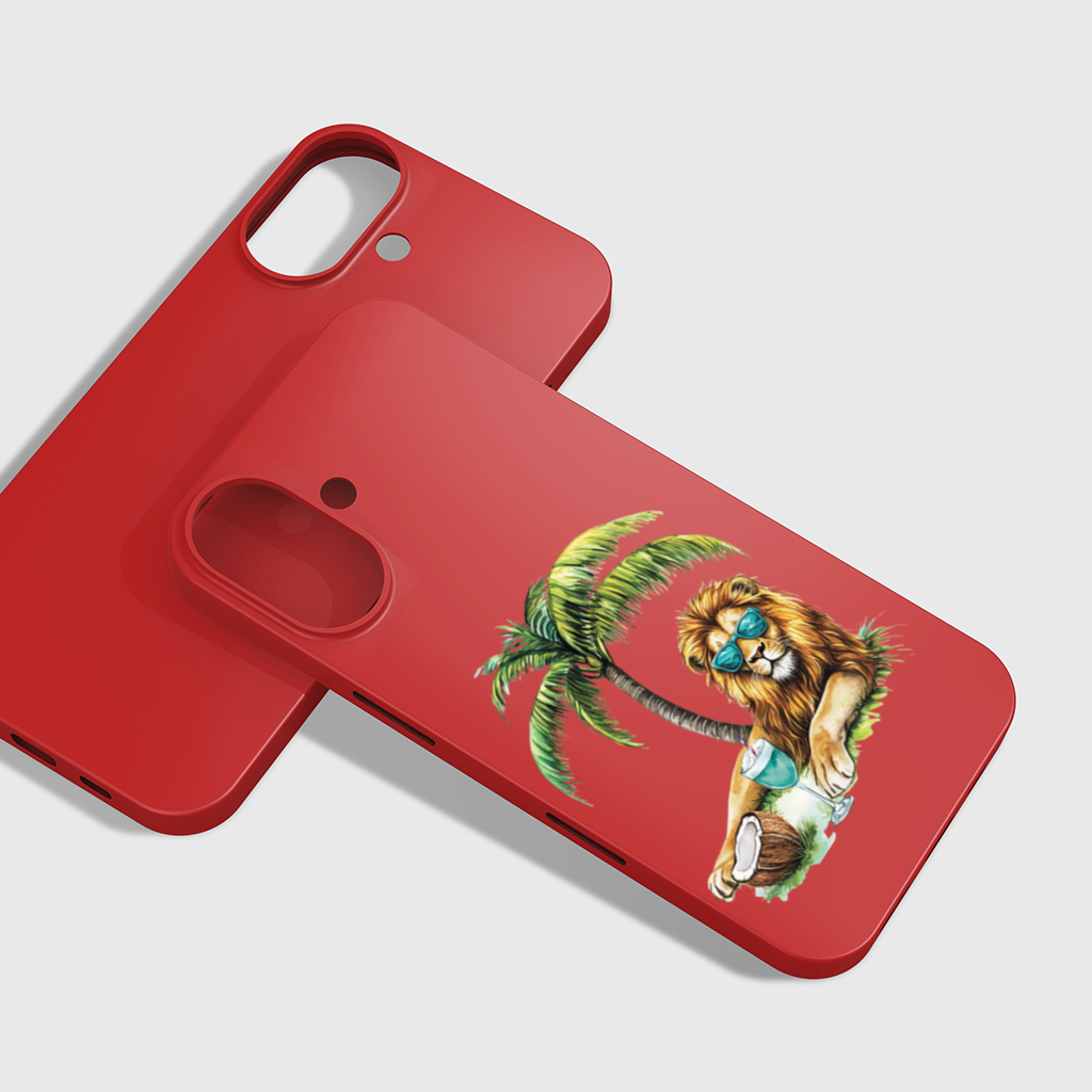 Summer Vibe Lion Under Palm Tree iPhone 16 Plus Case