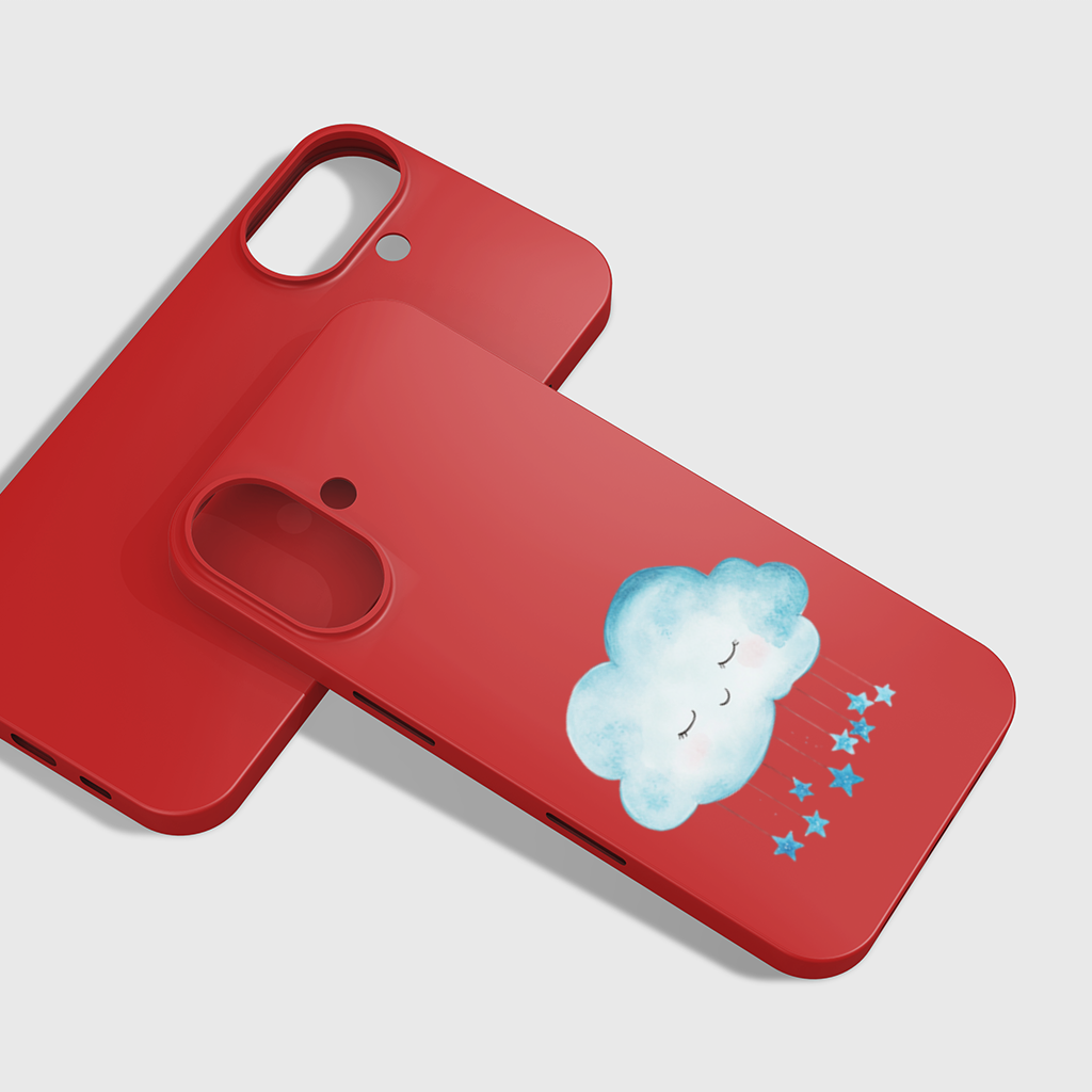 Mavi Uyuyan Bulut ve Sallanan Yıldızlar iPhone 16 Plus Kılıfı