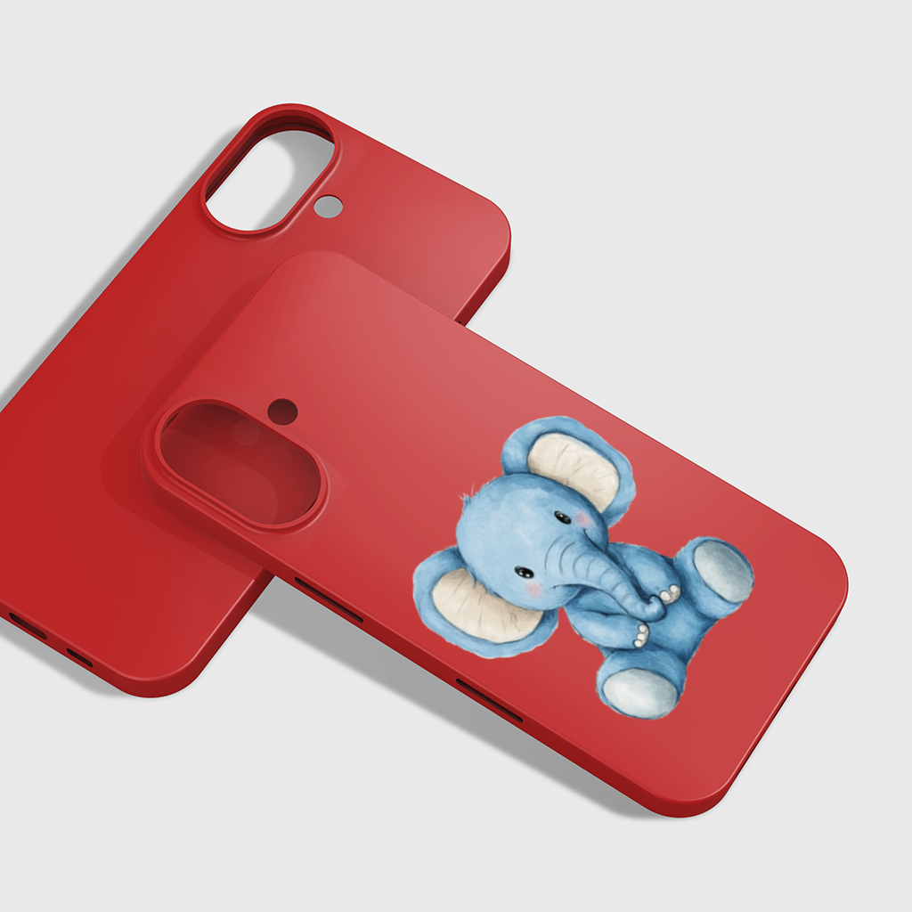 Mavi Suluboya Bebek Fil iPhone 16 Plus Kılıfı