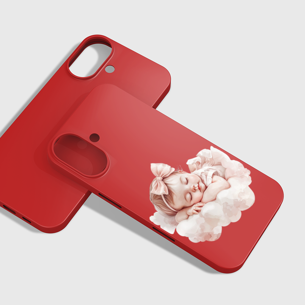 Sleeping Baby Girl with Pink Bow iPhone 16 Plus Case