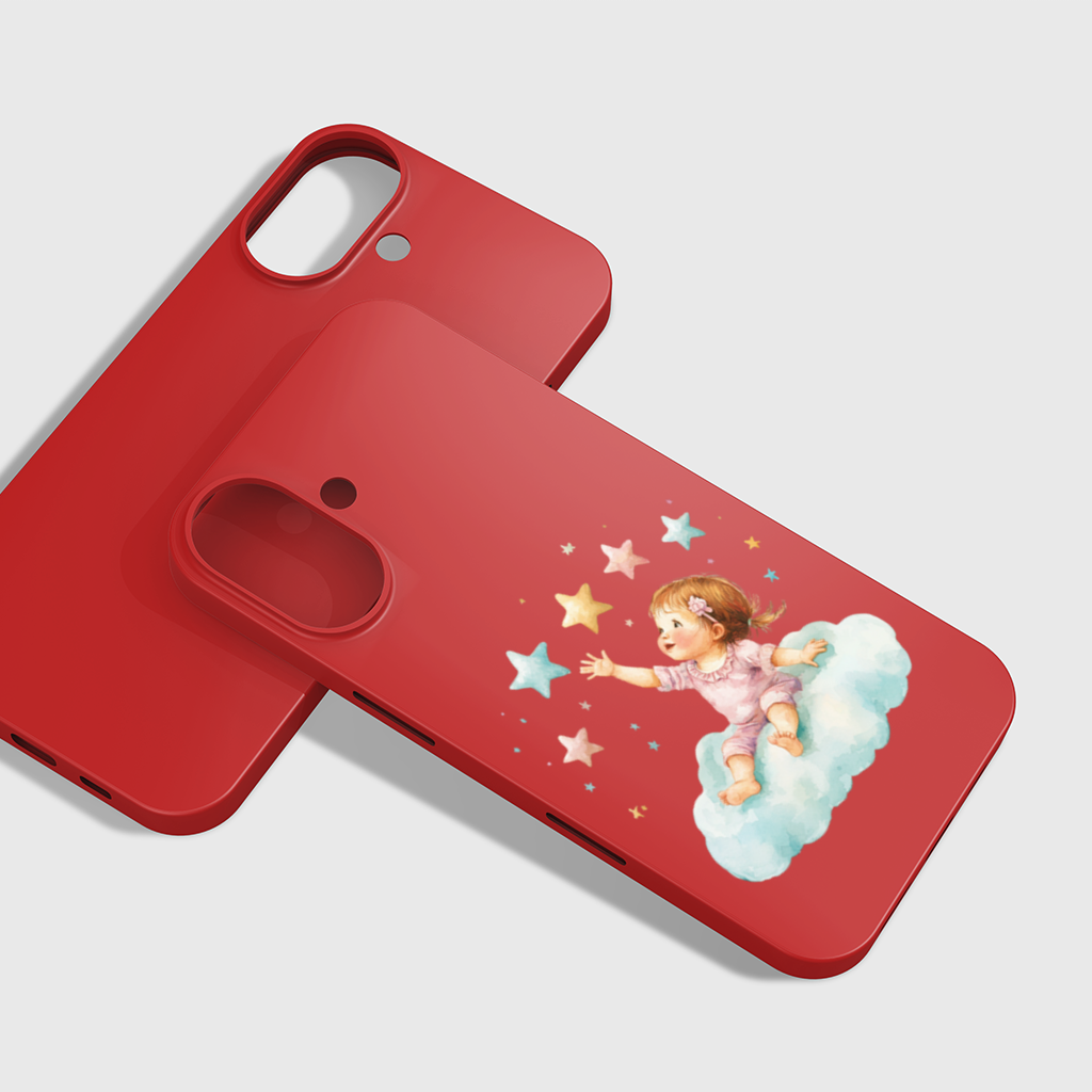Bulut Üzerinde Yıldızlara Ulaşan Bebek iPhone 16 Plus Kılıfı