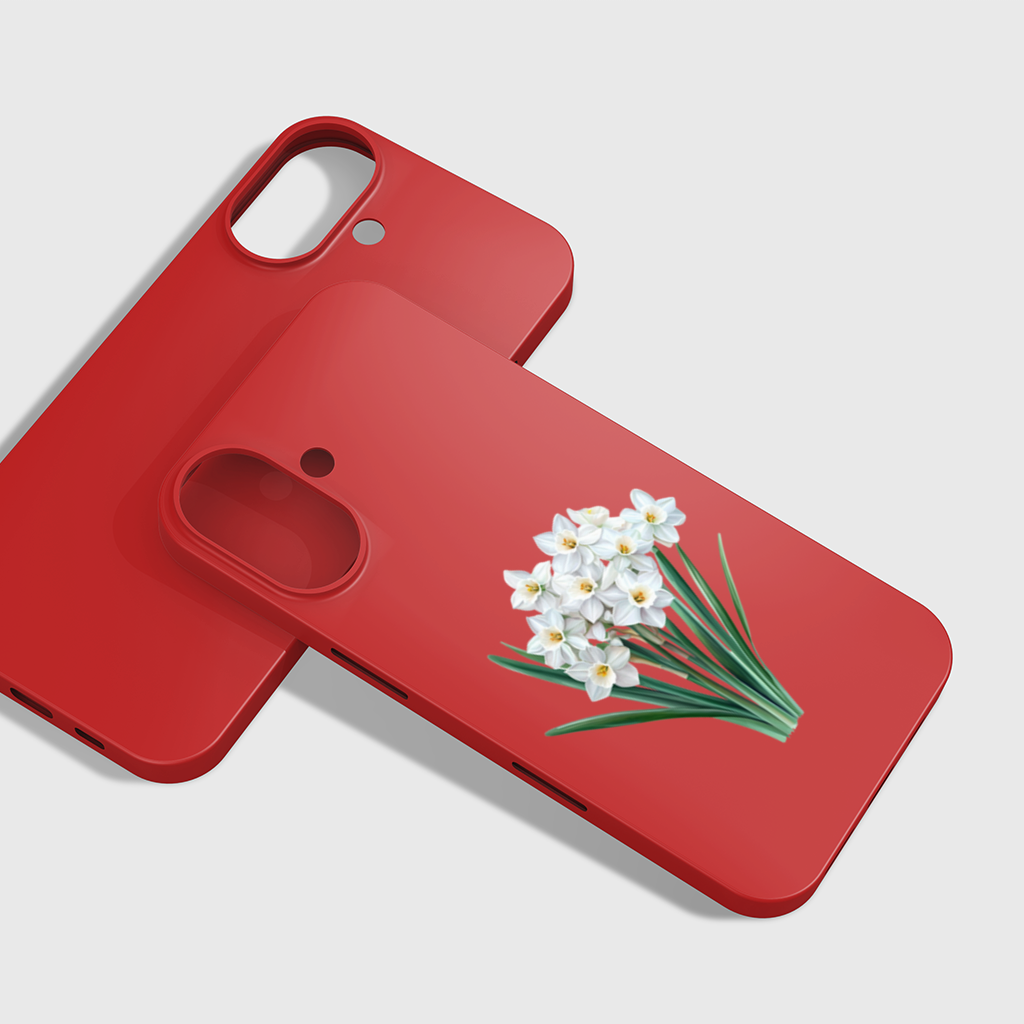 Beyaz Nergis Çiçeği Demeti iPhone 16 Plus Kılıfı