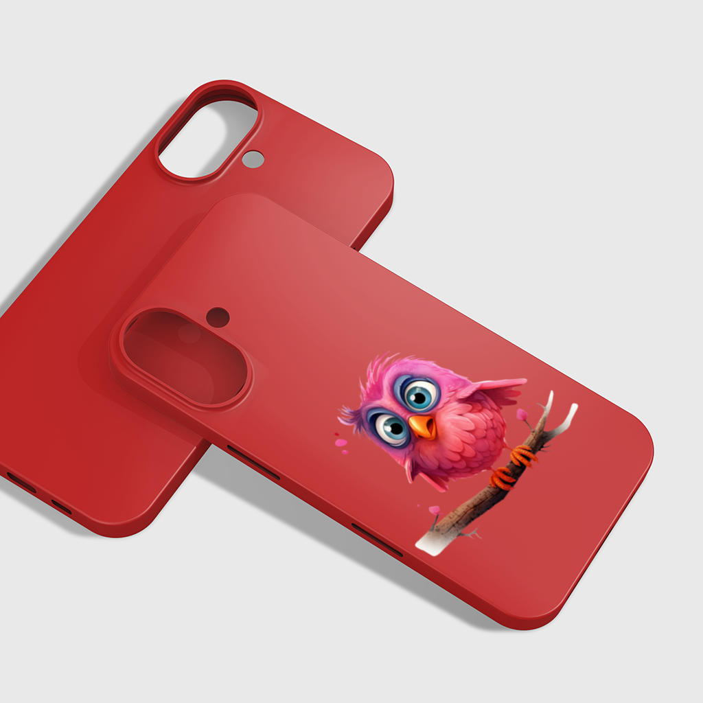 Cute Pink Bird with Large Blue Eyes iPhone 16 Plus Case