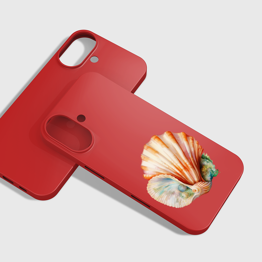 Iridescent Pearls in Orange Scallop Seashell iPhone 16 Plus Case