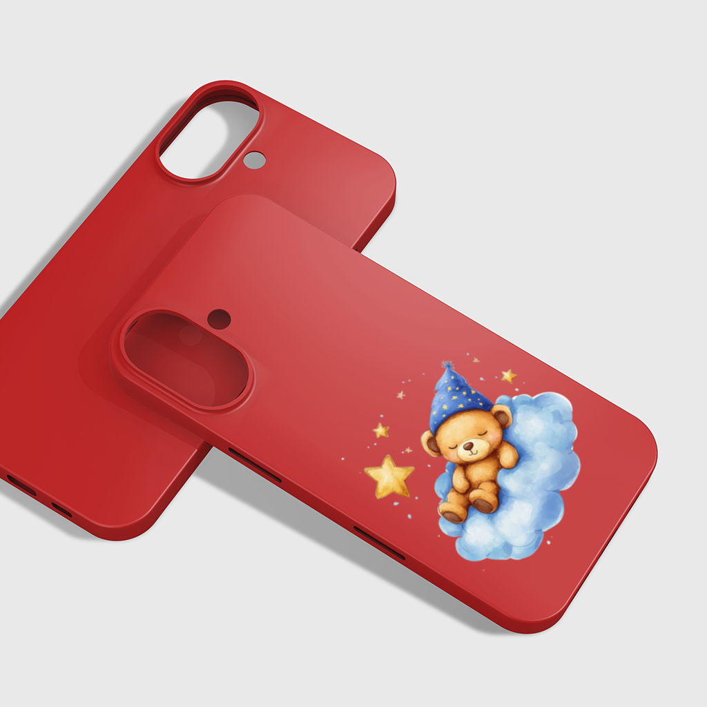 Sleeping Teddy Bear on a Cloud iPhone 16 Plus Case