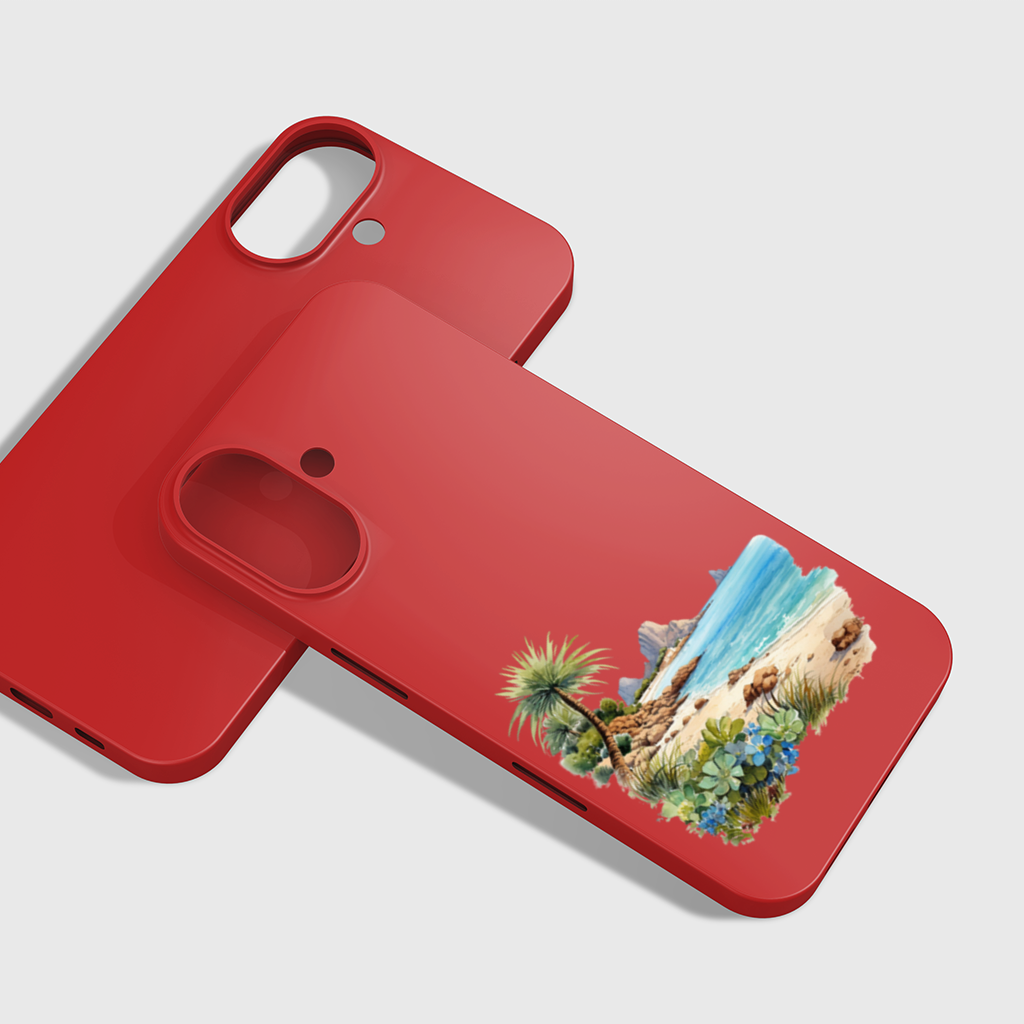 Tropical Palm Tree and Turquoise Sea iPhone 16 Plus Case