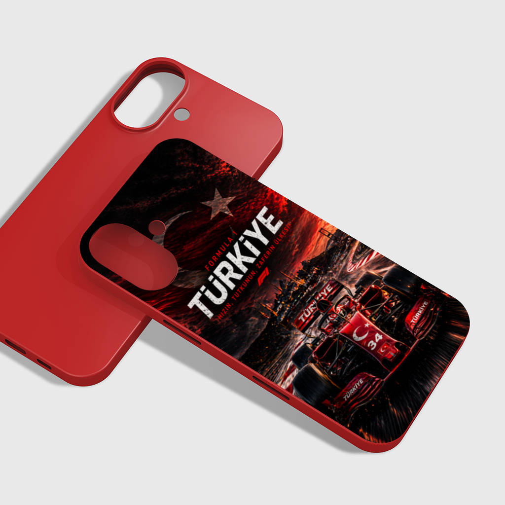 Red Racing Car over Istanbul Skyline iPhone 16 Plus Case