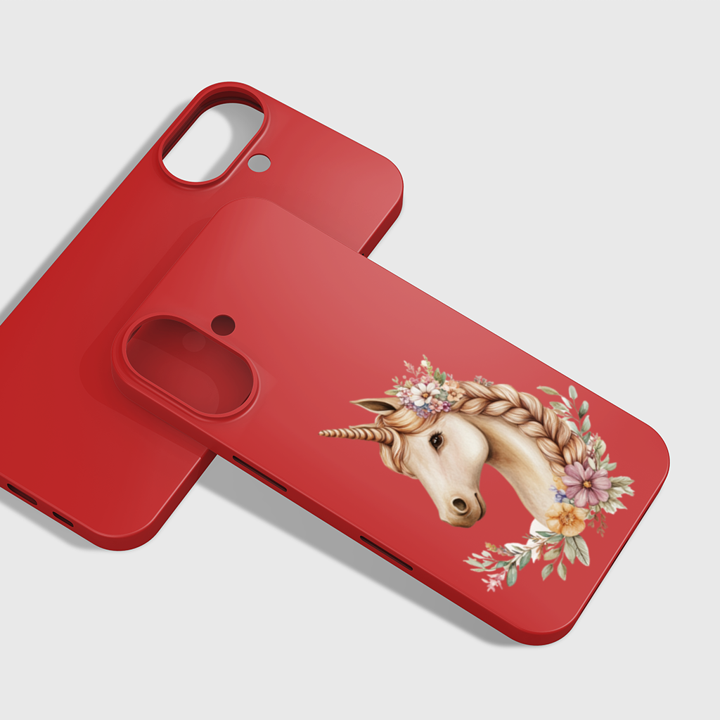 Çiçekli Bohem Tekboynuz iPhone 16 Plus Kılıfı