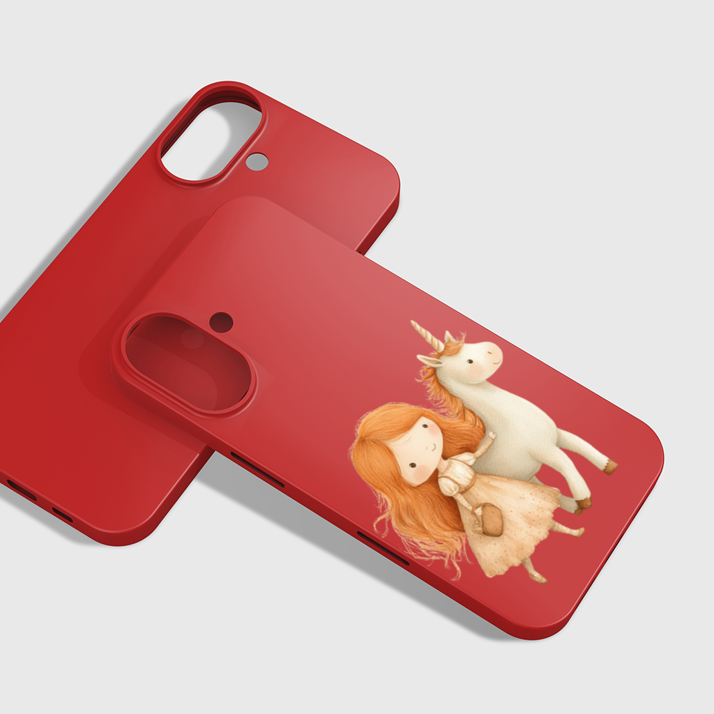 Kızıl Saçlı Kız ve Masalsı Tekboynuz iPhone 16 Plus Kılıfı