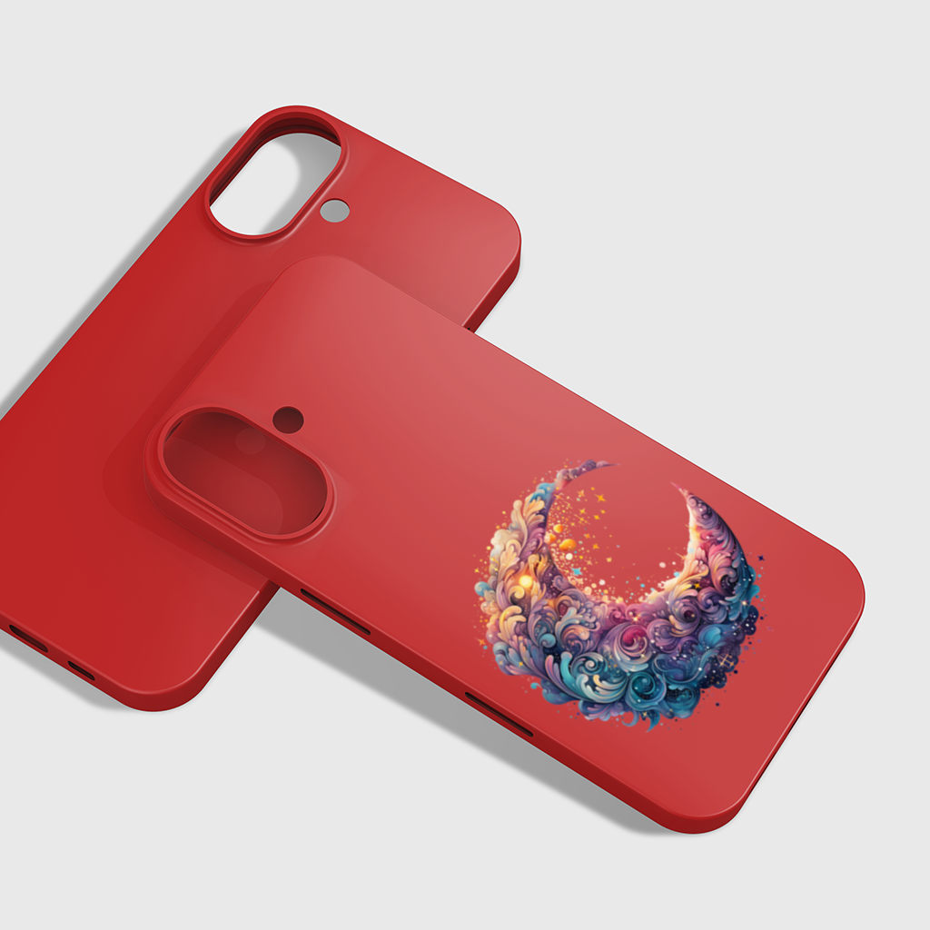 Colorful Swirled Celestial Moon iPhone 16 Plus Case