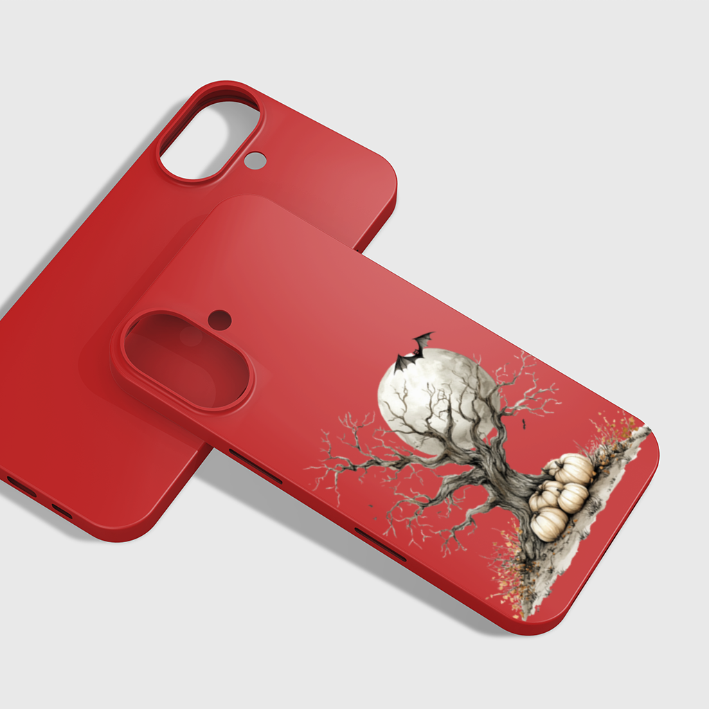 Spooky Tree with White Pumpkins Moon iPhone 16 Plus Case