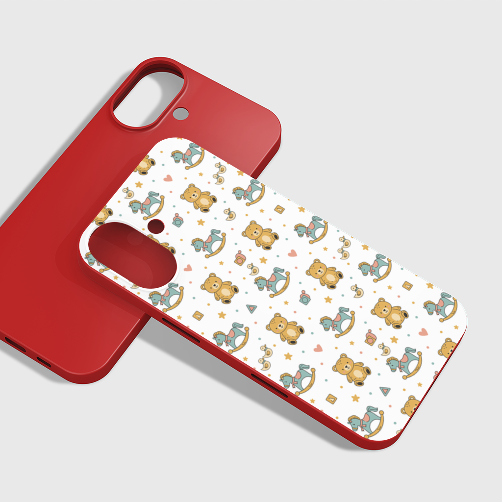 Cute Toy Pattern Kids Background iPhone 16 Plus Case