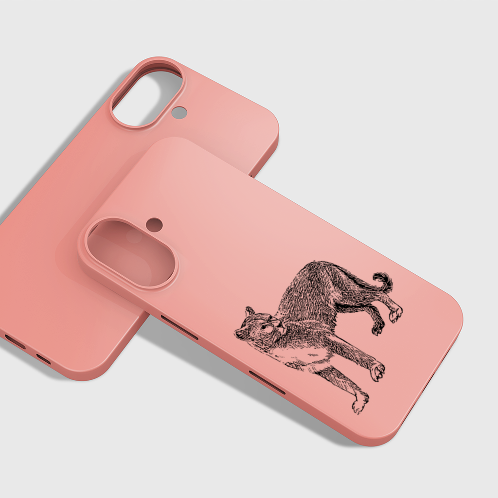 Black and White Wild Cat Sketch Illustration iPhone 16 Plus Case