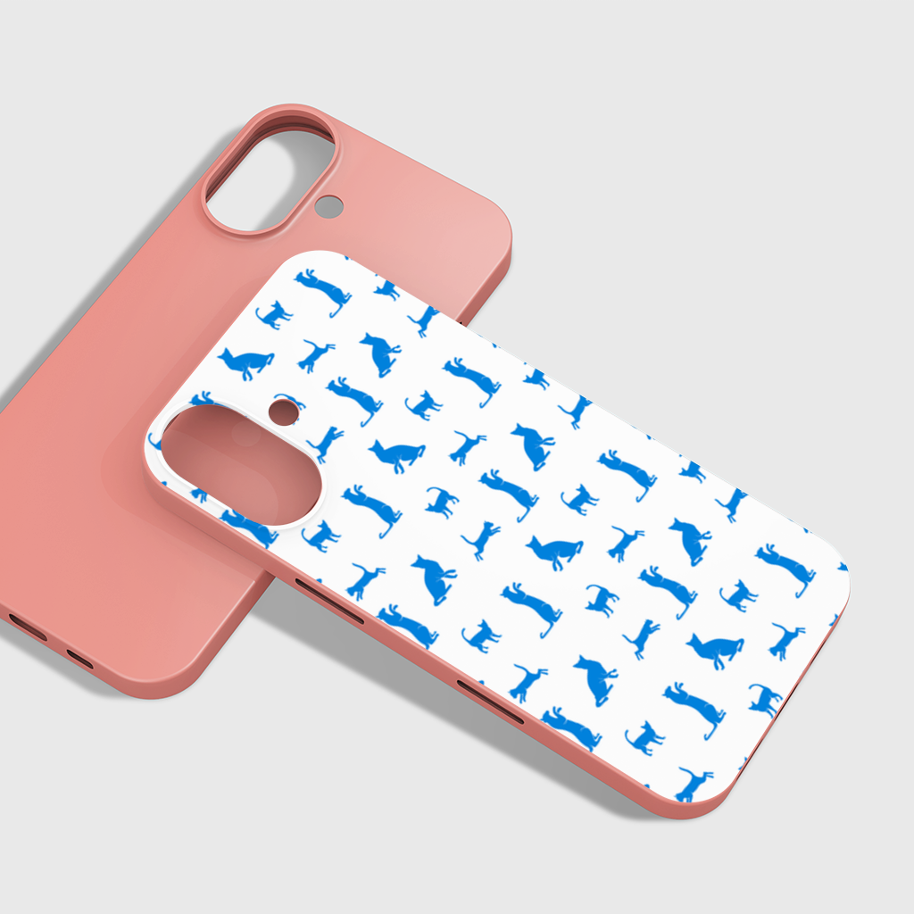 Blue Cat Silhouettes Seamless Pattern iPhone 16 Plus Case