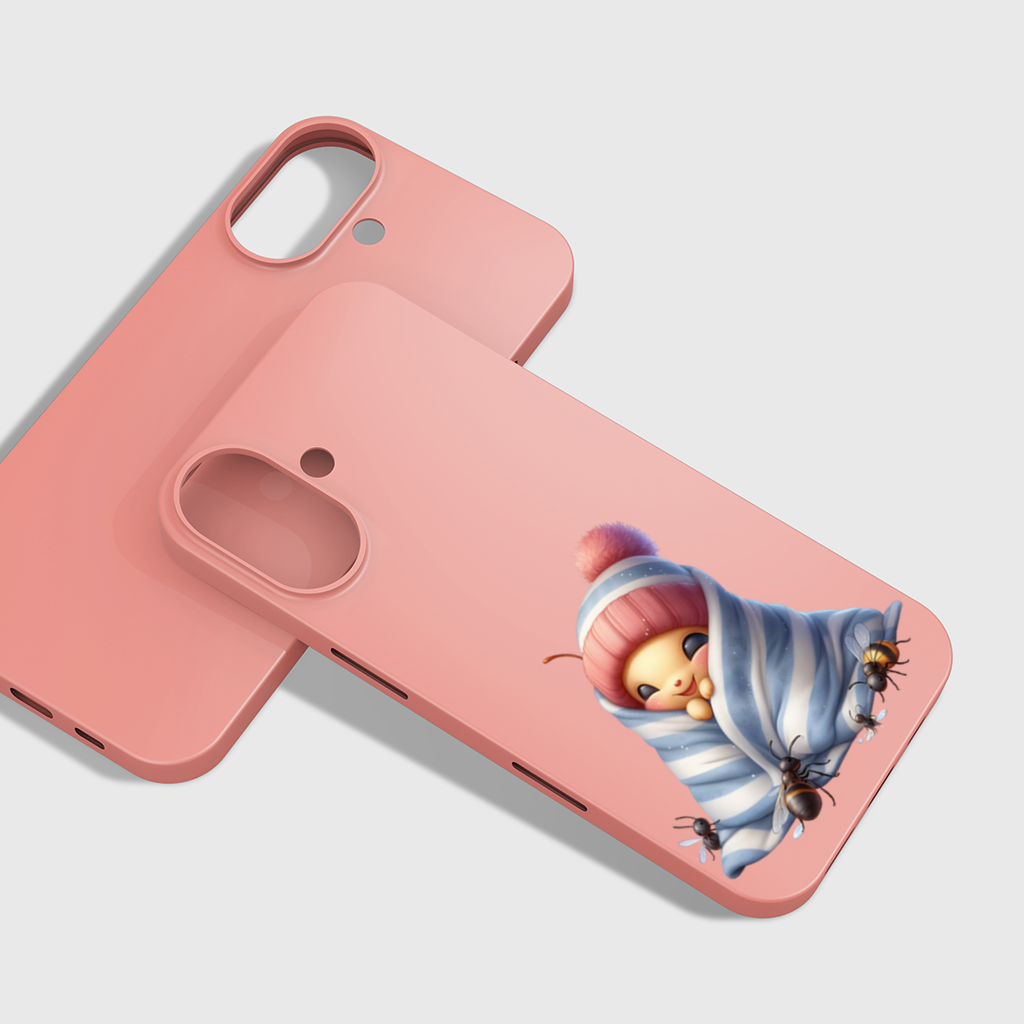 Kawaii Baby Bee in Pink Beanie iPhone 16 Plus Case
