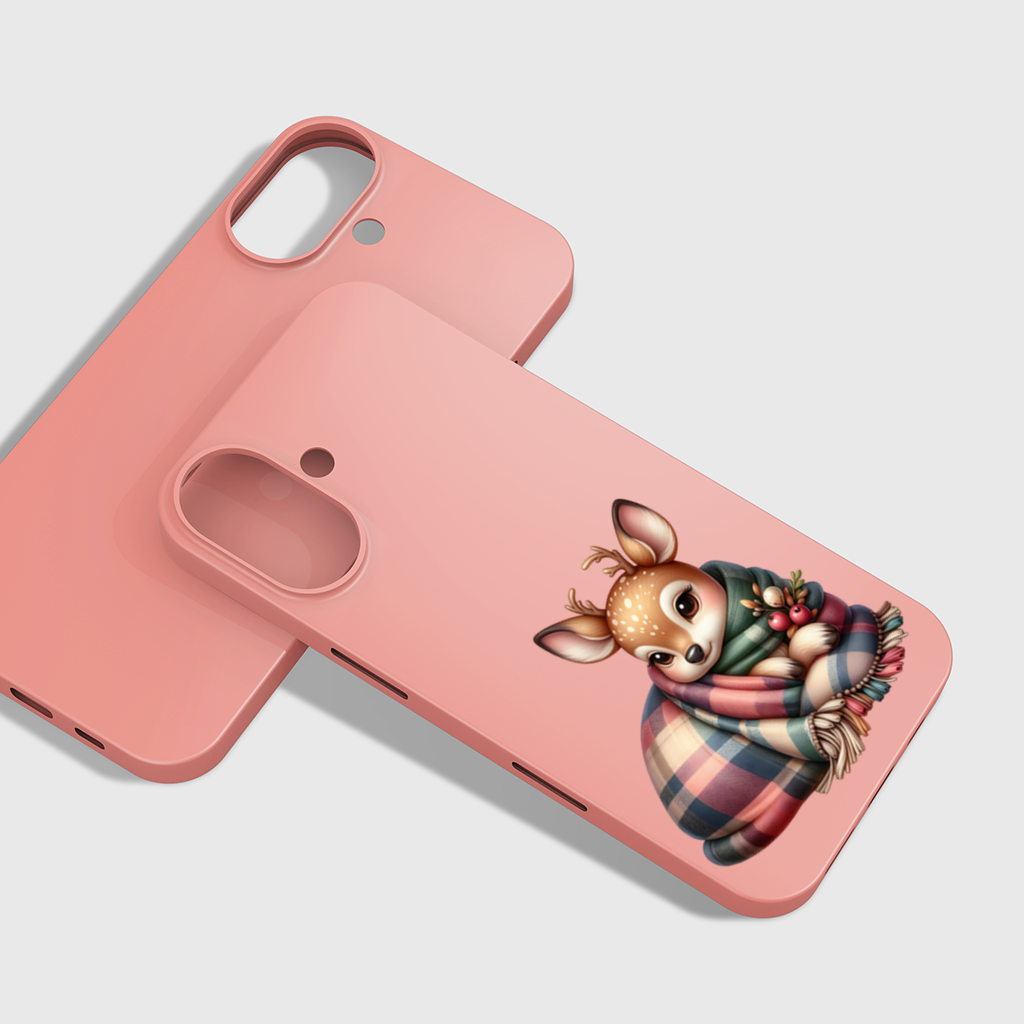 Kawaii Baby Deer with Plaid Scarf iPhone 16 Plus Case