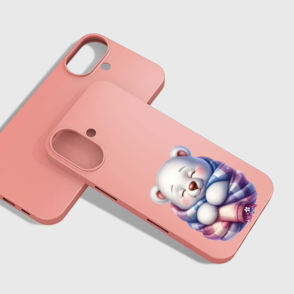 Cozy Sleepy Polar Bear Cub iPhone 16 Plus Case