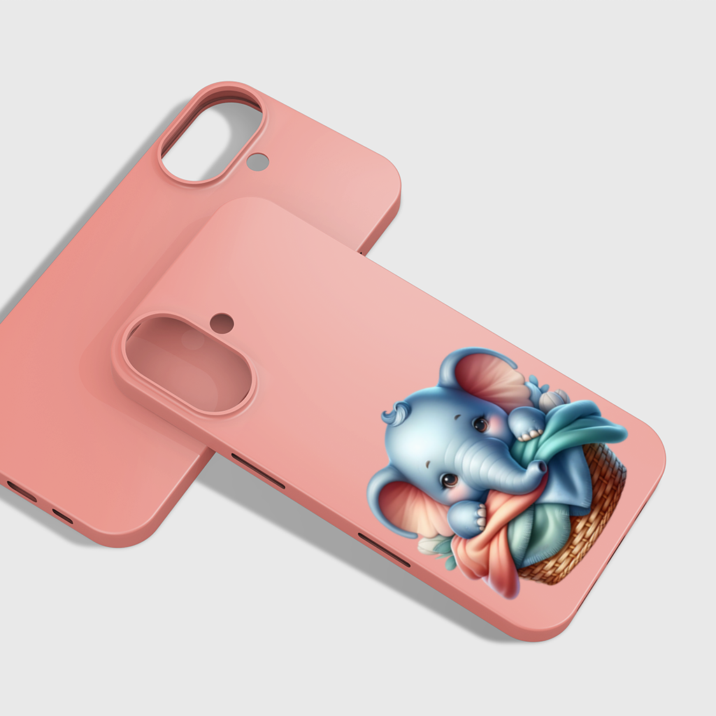 Cute Baby Elephant in Basket iPhone 16 Plus Case