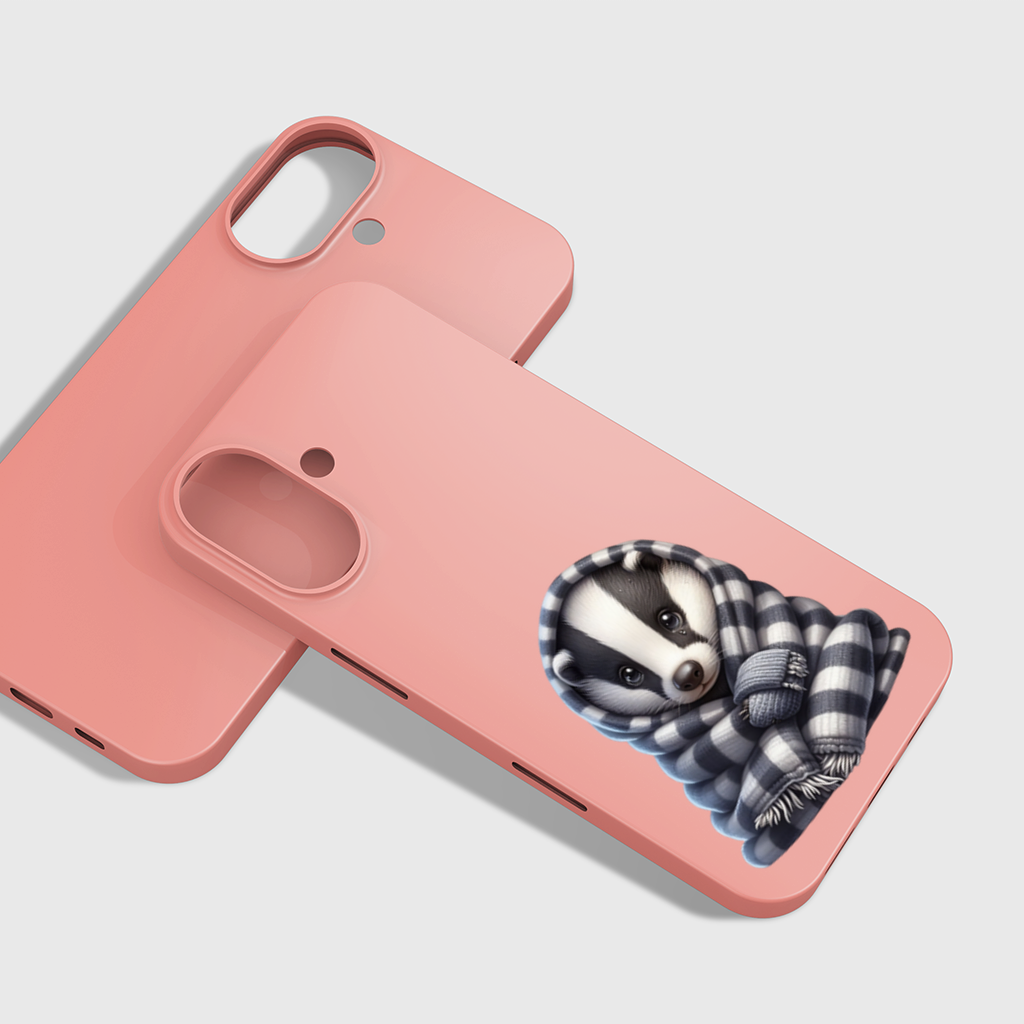 Cozy Baby Badger Wrapped in Blanket iPhone 16 Plus Case