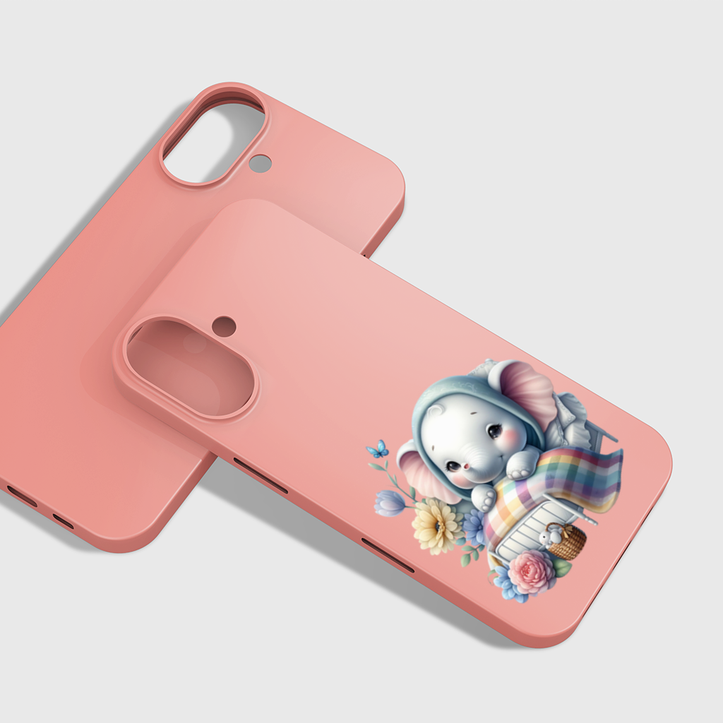 Sleeping Baby Elephant in Bed iPhone 16 Plus Case