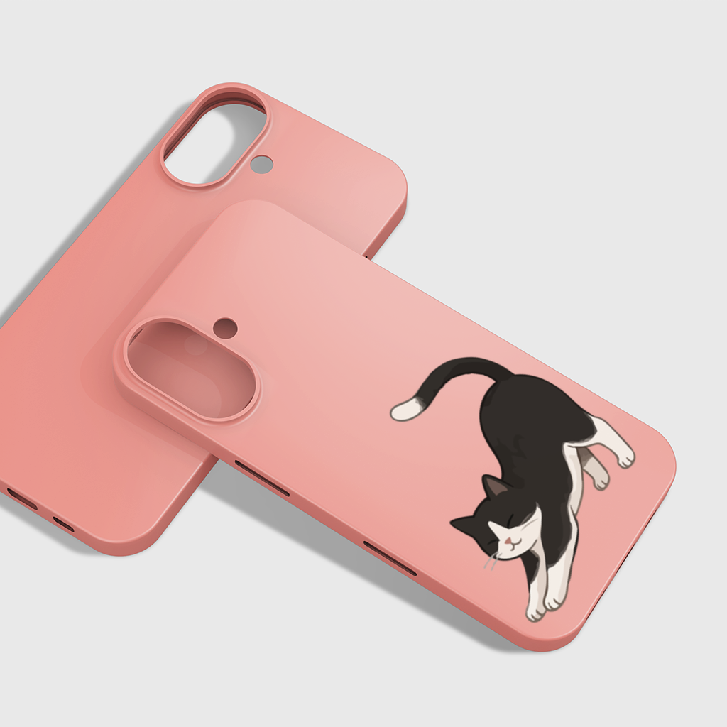 Stretching Tuxedo Cat iPhone 16 Plus Case