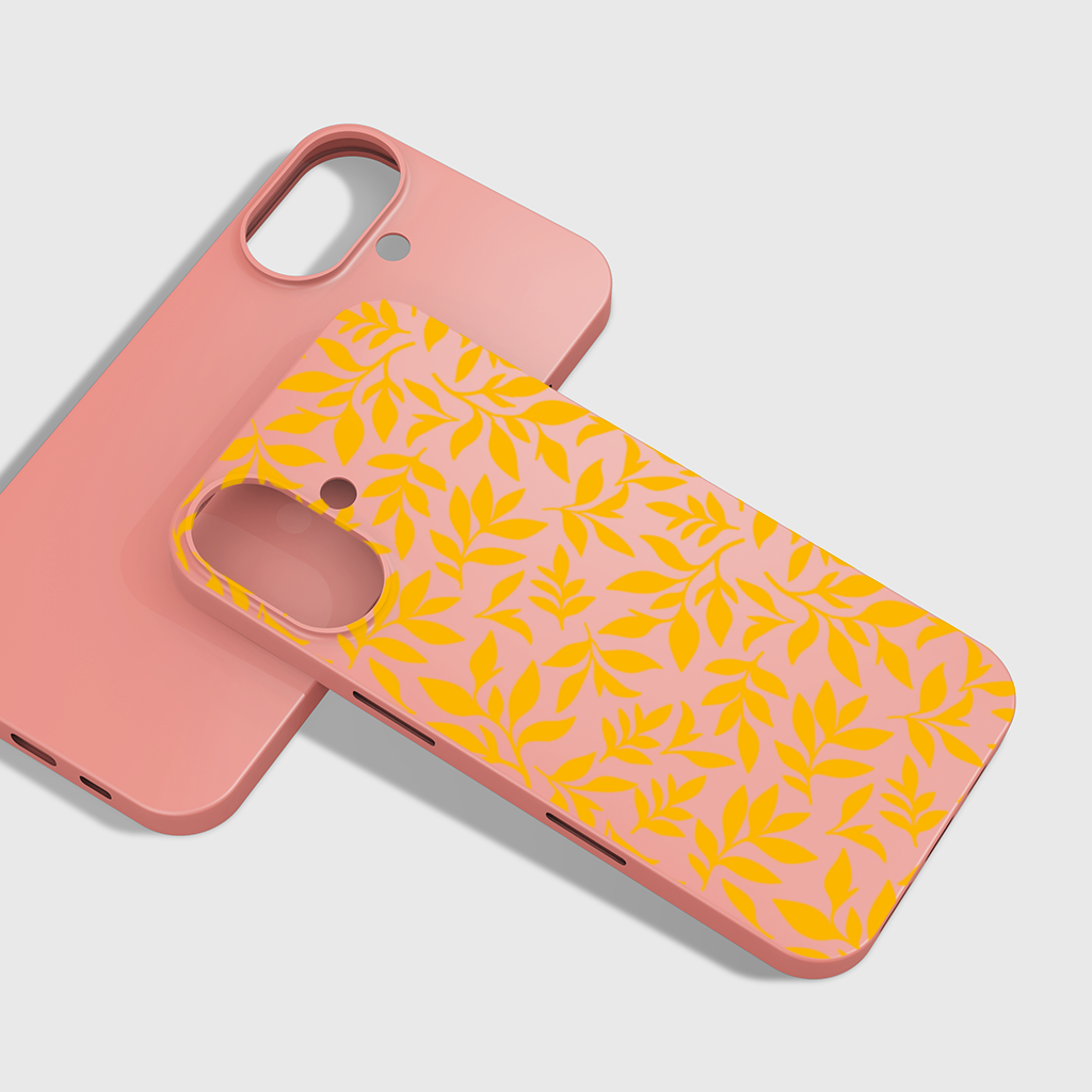 Mustard Yellow Botanical Leaves iPhone 16 Plus Case