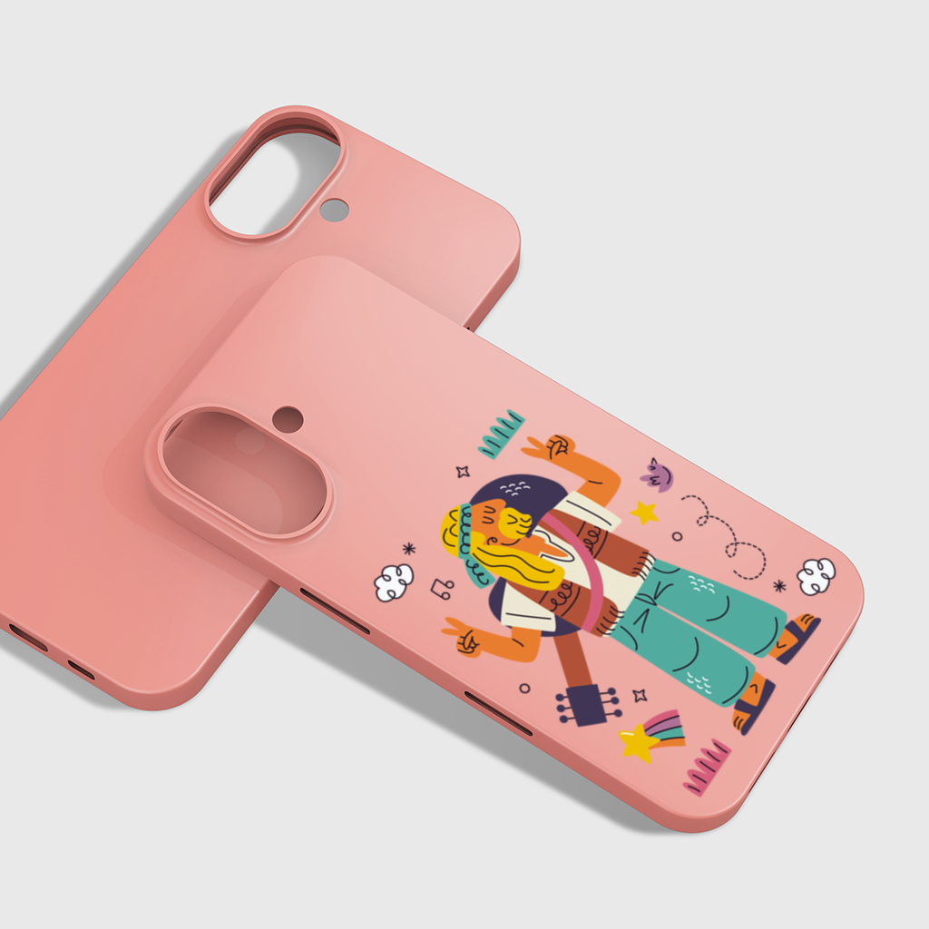 Retro Hippie Karakteri iPhone 16 Plus Kılıfı
