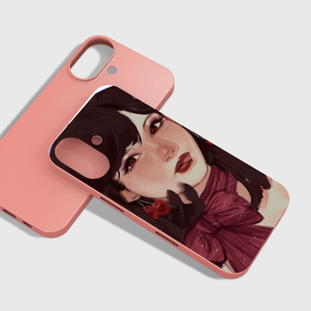 Girl with Cherry Earrings iPhone 16 Plus Case