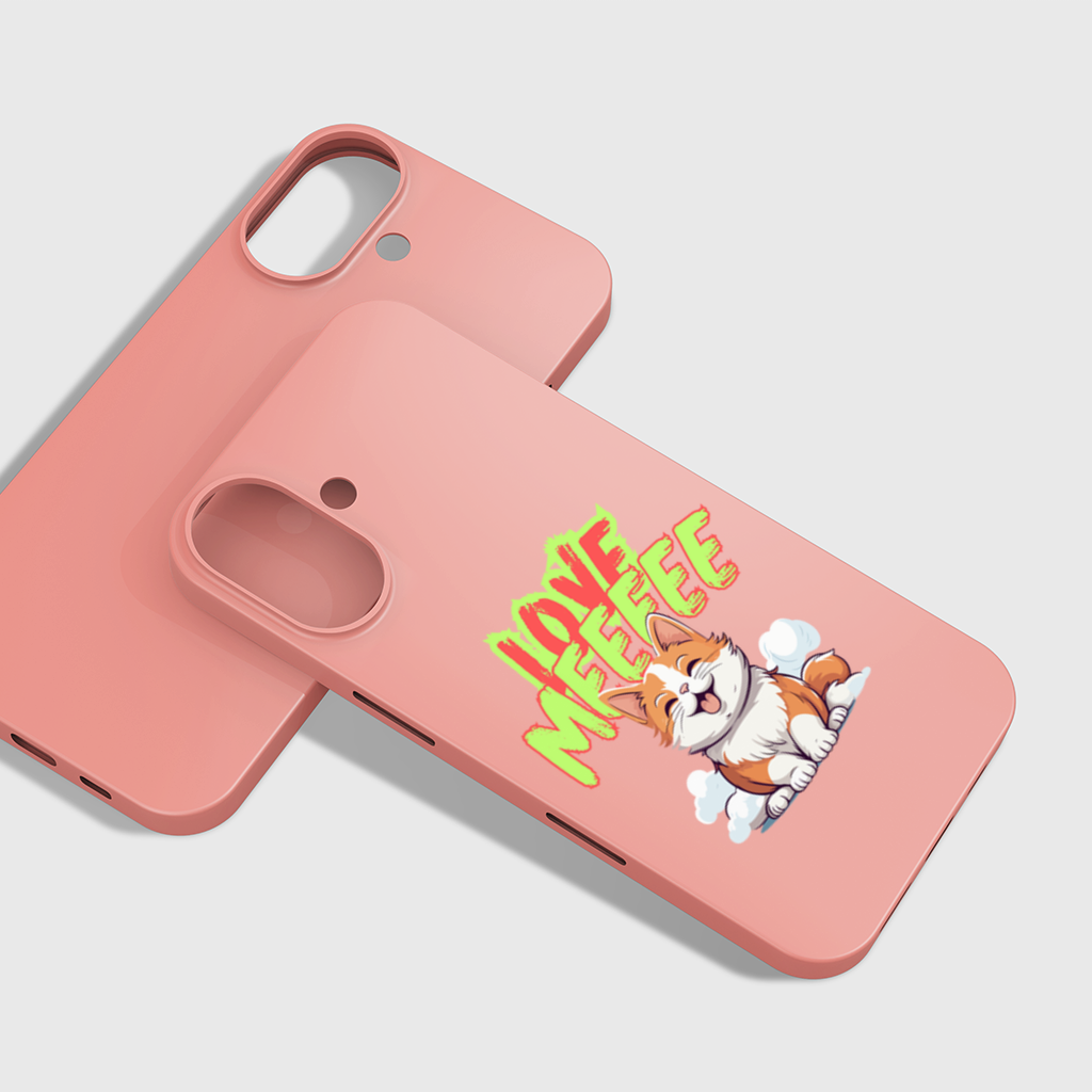 Sevimli Turuncu Kedi Love Me iPhone 16 Plus Kılıfı