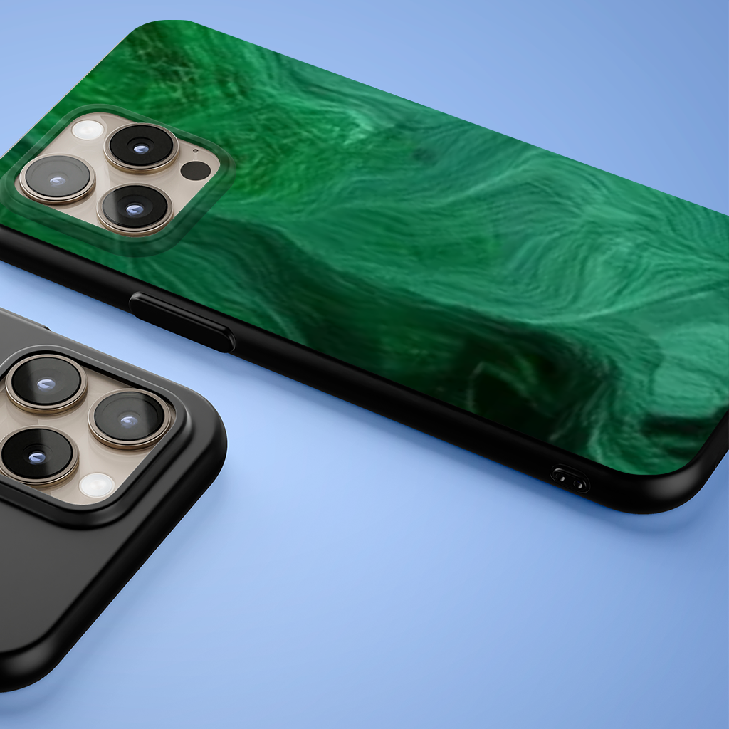 Black and green marbling iPhone 15 Pro and Pro Max Case