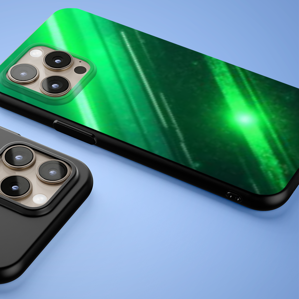 Green bright strips on black background. iPhone 15 Pro and Pro Max Case