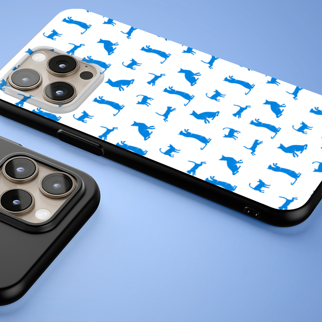 Blue Cat Silhouettes Seamless Pattern iPhone 15 Pro and Pro Max Case
