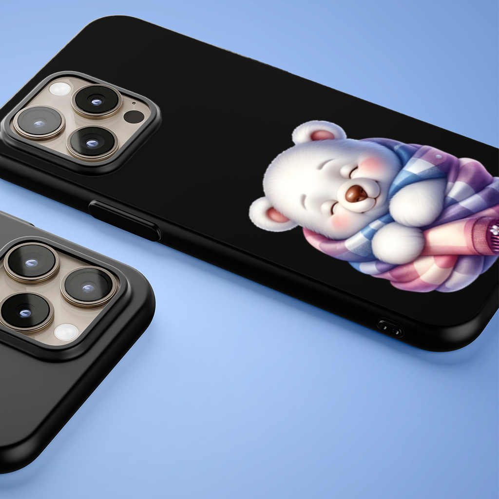 Cozy Sleepy Polar Bear Cub iPhone 15 Pro and Pro Max Case