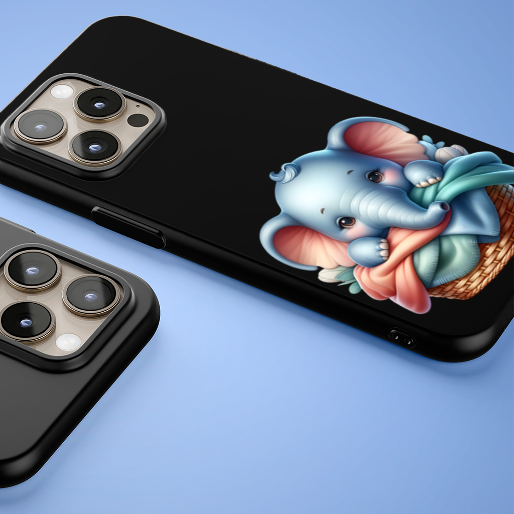 Cute Baby Elephant in Basket iPhone 15 Pro and Pro Max Case