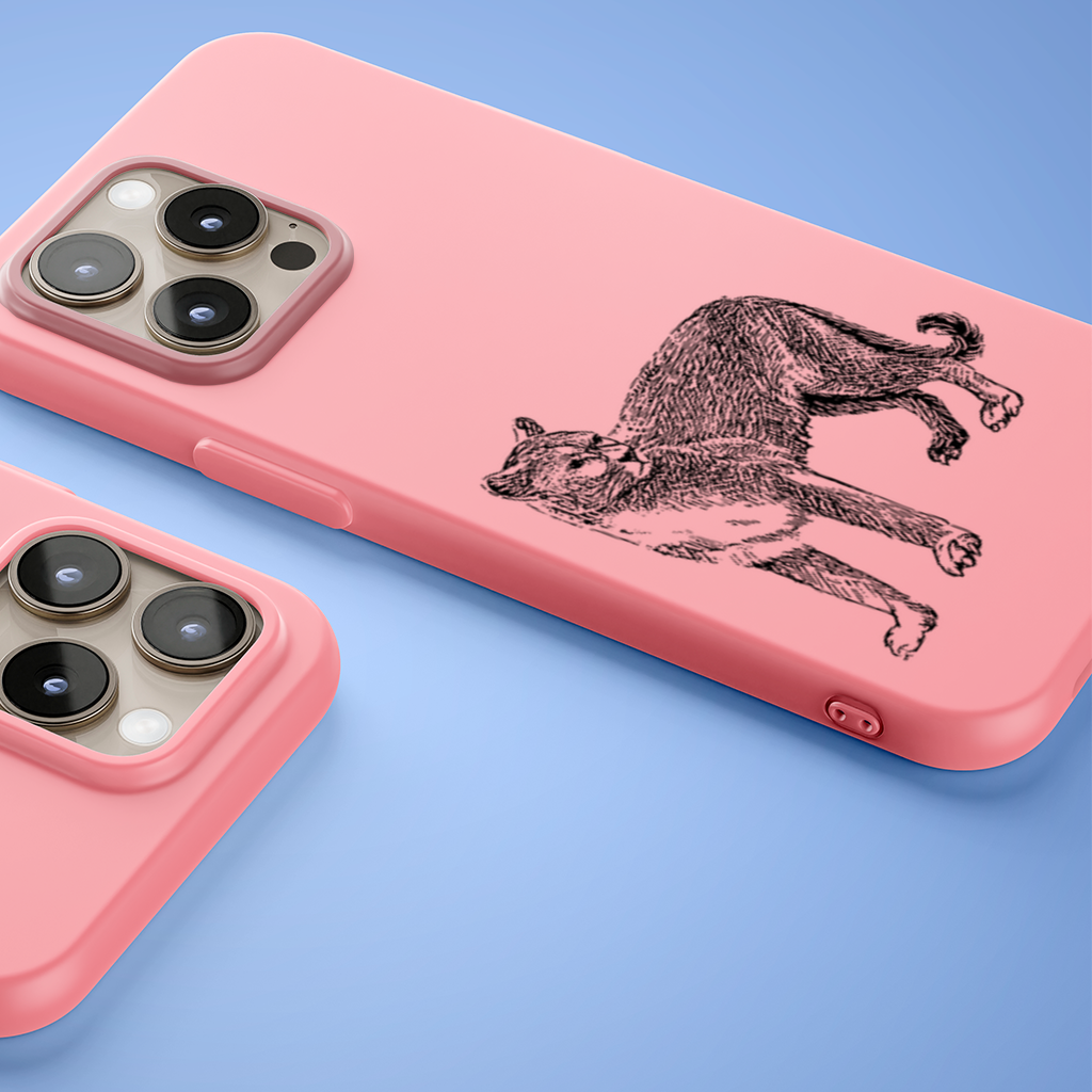 Black and White Wild Cat Sketch Illustration iPhone 15 Pro and Pro Max Case