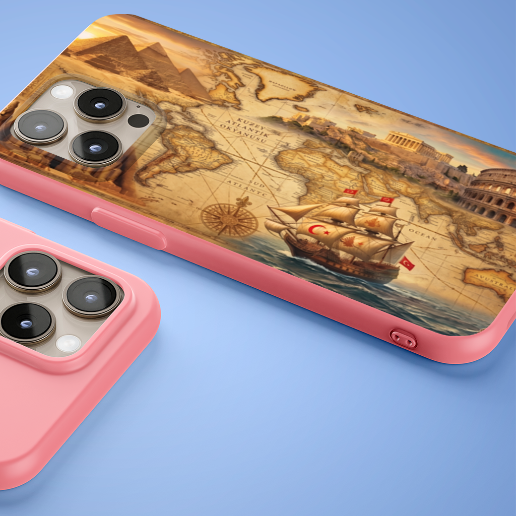 Retro World Map with Ancient Ruins Concept 