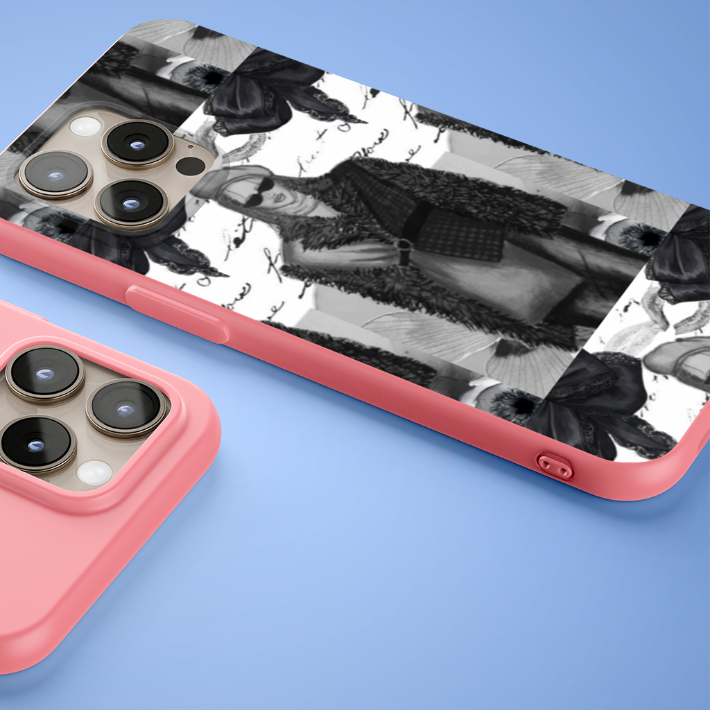 Black  White Illustration iPhone 15 Pro Max Case